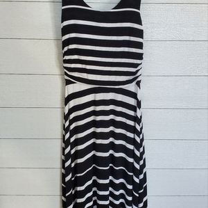 Athleta Black and White Striped Maxi Dress